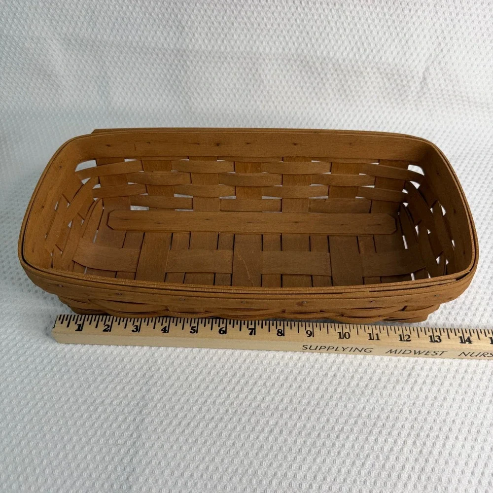 Longaberger 1988 Handwoven Rectangular Basket 13x5.5x4 Vintage Farmhouse Decor